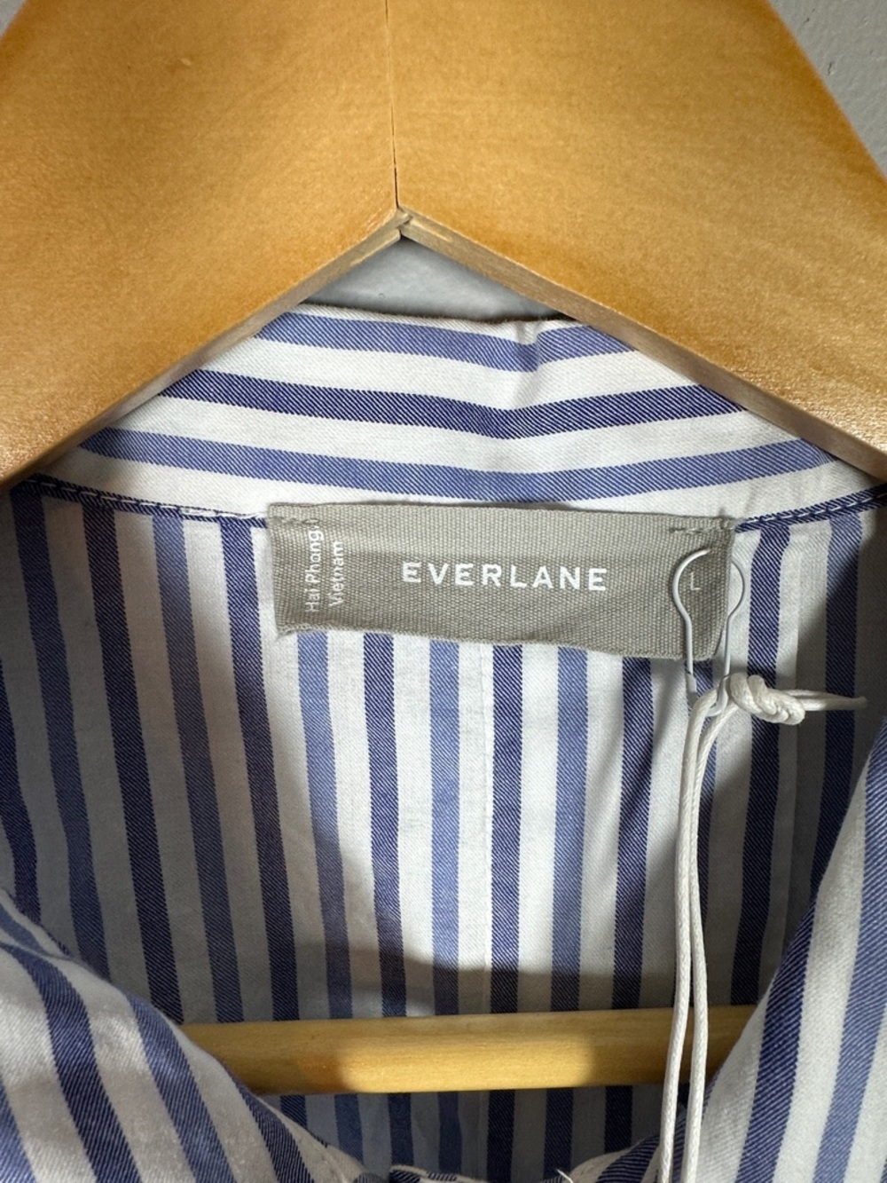 Everlane Cropped Striped Cotton Button Down The Woven PJ Top NWT Large - Picture 8 of 11